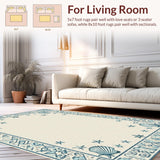 Ultra Soft Area Rug, Non Slip, Stain Resistant, Washable Area Rugs for Living Room, Bedroom, Coastal Inspired Seashell Motif(Beige)