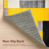 Ultra Soft Area Rug, Non Slip, Stain Resistant, Washable Area Rugs for Living Room, Bedroom, Vibrant Geometric Box Motif(Yellow)