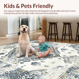 Ultra Soft Area Rug, Non Slip, Stain Resistant, Washable Area Rugs for Living Room, Bedroom, Refined Classic Tiled Arrangement(White)