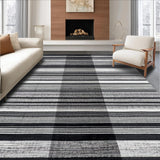 Ultra Soft Area Rug, Non Slip, Stain Resistant, Washable Area Rugs for Living Room, Bedroom, Classic Monochrome Striped Flat Weave Rug with Reversible Farmhouse Design(Black)