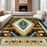 Ultra Soft Area Rug, Non Slip, Stain Resistant, Washable Area Rugs for Living Room, Bedroom, Sophisticated Southwest Inspired Design(Brown)