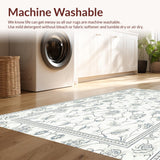 Ultra Soft Area Rug, Non Slip, Stain Resistant, Washable Area Rugs for Living Room, Bedroom, Rustic Elegant Floral Arrangement(White)
