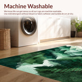 Ultra Soft Area Rug, Non Slip, Stain Resistant, Washable Area Rugs for Living Room, Bedroom, Serene Forest Landscape Visual Appeal(Green)