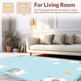Ultra Soft Area Rug, Non Slip, Stain Resistant, Washable Area Rugs for Living Room, Bedroom, Cute Creatures Cozy Atmosphere(Blue)