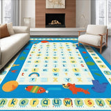 Ultra Soft Area Rug, Non Slip, Stain Resistant, Washable Area Rugs for Living Room, Bedroom, Whimsical Animal Letter Illustration(Blue)