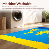 Ultra Soft Area Rug, Non Slip, Stain Resistant, Washable Area Rugs for Living Room, Bedroom, Bright Multicolored Educational Theme(Blue)