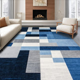 Ultra Soft Area Rug, Non Slip, Stain Resistant, Washable Area Rugs for Living Room, Bedroom, Vibrant Geometric Color Block Style(Blue)
