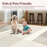 Ultra Soft Area Rug, Non Slip, Stain Resistant, Washable Area Rugs for Living Room, Bedroom, Vibrant Boho Geometric Aesthetic(Beige)