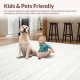 Ultra Soft Area Rug, Non Slip, Stain Resistant, Washable Area Rugs for Living Room, Bedroom, Elegant Solid Ivory Aesthetic(White)
