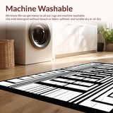 Ultra Soft Area Rug, Non Slip, Stain Resistant, Washable Area Rugs for Living Room, Bedroom, Chic Zebra Crossing Modern Black And White Patterned Rug(Black)