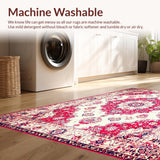 Ultra Soft Area Rug, Non Slip, Stain Resistant, Washable Area Rugs for Living Room, Bedroom, Warm Earthy Medallion Arrangement(White)