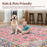 Ultra Soft Area Rug, Non Slip, Stain Resistant, Washable Area Rugs for Living Room, Bedroom, Sophisticated Soft Color Palette(Pink)