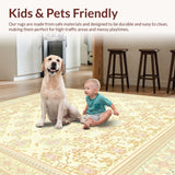 Low Pile Floor with Feature and Beige Medallion Accent(Ivory)