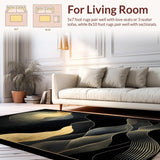 Ultra Soft Area Rug, Non Slip, Stain Resistant, Washable Area Rugs for Living Room, Bedroom, Luxurious Black Gold Aesthetic(Gold)