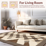 Ultra Soft Area Rug, Non Slip, Stain Resistant, Washable Area Rugs for Living Room, Bedroom, Sophisticated Checkerboard Visual Harmony(Beige)