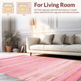 Ultra Soft Area Rug, Non Slip, Stain Resistant, Washable Area Rugs for Living Room, Bedroom, Luxurious Velvet Textured Minimalist Design(Pink)