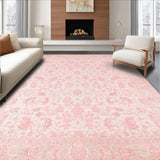 Ultra Soft Area Rug, Non Slip, Stain Resistant, Washable Area Rugs for Living Room, Bedroom, Refined Classic Floral Arrangement(Pink)
