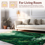 Ultra Soft Area Rug, Non Slip, Stain Resistant, Washable Area Rugs for Living Room, Bedroom, Elegant Evergreen Landscape Motif(Green)