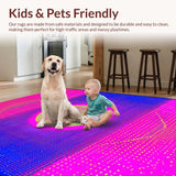 Ultra Soft Area Rug, Non Slip, Stain Resistant, Washable Area Rugs for Living Room, Bedroom, Bold Galactic Whimsical Pattern(Pink)