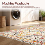 Ultra Soft Area Rug, Non Slip, Stain Resistant, Washable Area Rugs for Living Room, Bedroom, Vibrant Eclectic Geometric Style(White)