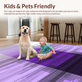 Ultra Soft Area Rug, Non Slip, Stain Resistant, Washable Area Rugs for Living Room, Bedroom, Eclectic Purple and Black Artistry(Purple)