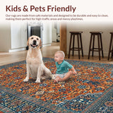 Ultra Soft Area Rug, Non Slip, Stain Resistant, Washable Area Rugs for Living Room, Bedroom, Timeless Blue and Brown Harmony(Brown)