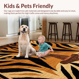 Ultra Soft Area Rug, Non Slip, Stain Resistant, Washable Area Rugs for Living Room, Bedroom, Bold Earthy Tiger Stripe Aesthetic(Brown)