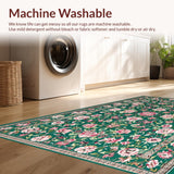 Ultra Soft Area Rug, Non Slip, Stain Resistant, Washable Area Rugs for Living Room, Bedroom, Bright Nature-Inspired Geometric Composition(Green)