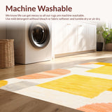 Ultra Soft Area Rug, Non Slip, Stain Resistant, Washable Area Rugs for Living Room, Bedroom, Soft Pastel Colorful Motif(Yellow)