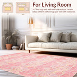 Ultra Soft Area Rug, Non Slip, Stain Resistant, Washable Area Rugs for Living Room, Bedroom, Sweet Bow Knot Rose Pink Vanity Rug Accent(Pink)