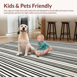 Ultra Soft Area Rug, Non Slip, Stain Resistant, Washable Area Rugs for Living Room, Bedroom, Monochrome Linear Track Rug with Bold Black and White Banding for Entryway(Gray)