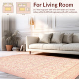 Ultra Soft Area Rug, Non Slip, Stain Resistant, Washable Area Rugs for Living Room, Bedroom, Preppy Scallop Bow Accent Rug Ribbon Motif Coquette Design with Curved Edges(Pink)