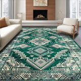 Ultra Soft Area Rug, Non Slip, Stain Resistant, Washable Area Rugs for Living Room, Bedroom, Stylish Light Toned Trellis Design(Green)