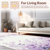 Ultra Soft Area Rug, Non Slip, Stain Resistant, Washable Area Rugs for Living Room, Bedroom, Whimsical Lilac Petal Display(Purple)