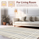 Ultra Soft Area Rug, Non Slip, Stain Resistant, Washable Area Rugs for Living Room, Bedroom, Sophisticated Beige Textured Pattern(Beige)