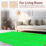 Ultra Soft Area Rug, Non Slip, Stain Resistant, Washable Area Rugs for Living Room, Bedroom, Fresh Contemporary Animal Illustrations(Green)