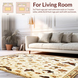 Ultra Soft Area Rug, Non Slip, Stain Resistant, Washable Area Rugs for Living Room, Bedroom, Beige Insect Moth Butterfly Floral Area(Ivory)