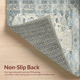 Ultra Soft Area Rug, Non Slip, Stain Resistant, Washable Area Rugs for Living Room, Bedroom, Chic Light Grey Floral Motif(Blue)