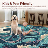 Ultra Soft Area Rug, Non Slip, Stain Resistant, Washable Area Rugs for Living Room, Bedroom, Oceanic Creature Rug - Marine Theme Decorative Art Carpet(Blue)