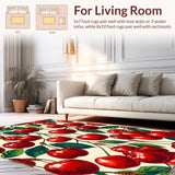 Ultra Soft Area Rug, Non Slip, Stain Resistant, Washable Area Rugs for Living Room, Bedroom, Eclectic Fruit Themed Visual Style(Red)