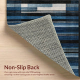 Ultra Soft Area Rug, Non Slip, Stain Resistant, Washable Area Rugs for Living Room, Bedroom, Washable Area Rug Abstract Stripe Ombre Style(Blue)