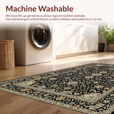 Ultra Soft Area Rug, Non Slip, Stain Resistant, Washable Area Rugs for Living Room, Bedroom, Exquisite Vintage-Inspired Pattern(Black)
