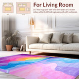 Ultra Soft Area Rug, Non Slip, Stain Resistant, Washable Area Rugs for Living Room, Bedroom, Whimsical Dreamy Spectrum Pattern(Purple)