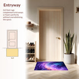 Ultra Soft Area Rug, Non Slip, Stain Resistant, Washable Area Rugs for Living Room, Bedroom, Dynamic Multicolored Universe Theme(Purple)