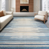 Ultra Soft Area Rug, Non Slip, Stain Resistant, Washable Area Rugs for Living Room, Bedroom, Chic Micro Loop Area in a Serene Blue and Beige Blend(Blue)