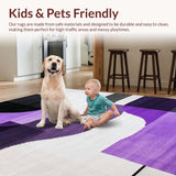 Ultra Soft Area Rug, Non Slip, Stain Resistant, Washable Area Rugs for Living Room, Bedroom, Elegant Distressed Textured Pattern(Purple)