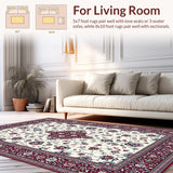 Ultra Soft Area Rug, Non Slip, Stain Resistant, Washable Area Rugs for Living Room, Bedroom, Contemporary Vibrant Trellis Design(White)
