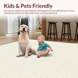Ultra Soft Area Rug, Non Slip, Stain Resistant, Washable Area Rugs for Living Room, Bedroom, Stylish Light Beige Checkered Texture(Beige)