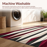 Ultra Soft Area Rug, Non Slip, Stain Resistant, Washable Area Rugs for Living Room, Bedroom, Geometric Spark Round Beige/Burgundy(Red)