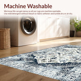 Ultra Soft Area Rug, Non Slip, Stain Resistant, Washable Area Rugs for Living Room, Bedroom, Rustic Vintage Patterned Elegance(White)